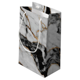 Bolsa De Regalo Pequeña Mármol blanco y negro de oro moderno