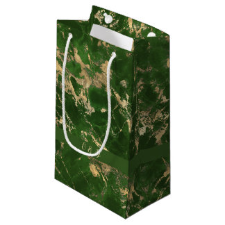 Bolsa De Regalo Pequeña Mármol Verde Y Oro