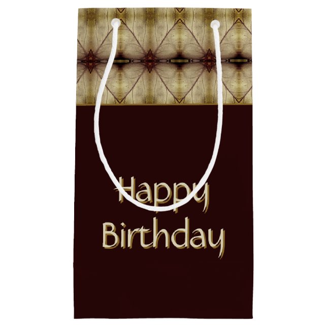 Bolsa De Regalo Pequeña Marrón oscuro con patrón (Anverso)