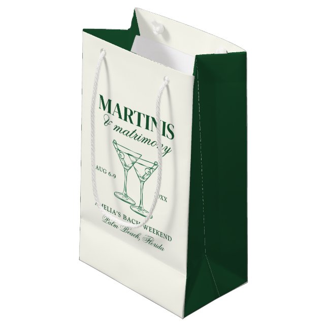 Bolsa De Regalo Pequeña Martinis y Matrimonia Bachelorette Weekend (Angulo Anverso)