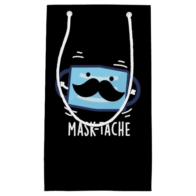 Bolsa De Regalo Pequeña Máscara-tache Funny Máscara Mustache Pun Dark BG (Anverso)