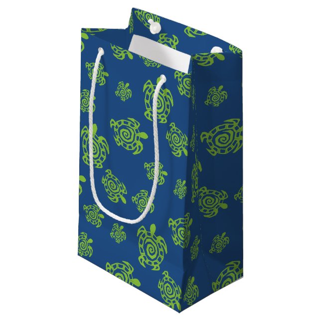 Bolsa De Regalo Pequeña Materia verde y azul de la tortuga del fiesta (Angulo Anverso)