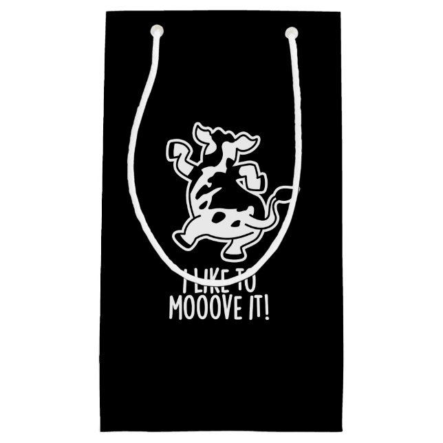 Bolsa De Regalo Pequeña Me Gusta Trasladarlo Gracioso Cow Pun Dark BG (Anverso)