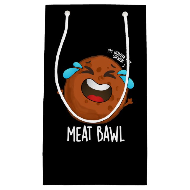 Bolsa De Regalo Pequeña Meatball Funny Meatball Pun Dark BG (Anverso)