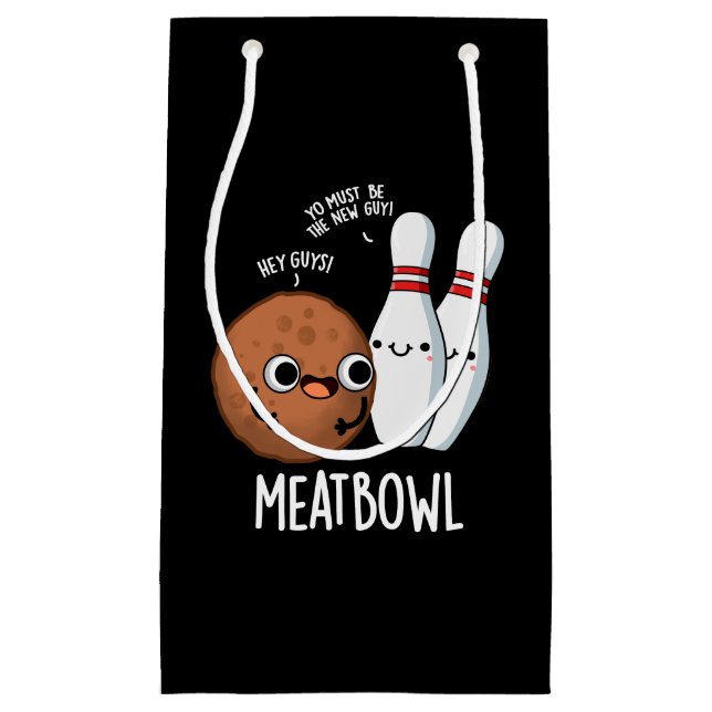 Bolsa De Regalo Pequeña Meatbowl Funny Meatball Pun Dark BG (Anverso)