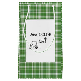 Bolsa De Regalo Pequeña Mejor Personalizado Golfer Green Plaid