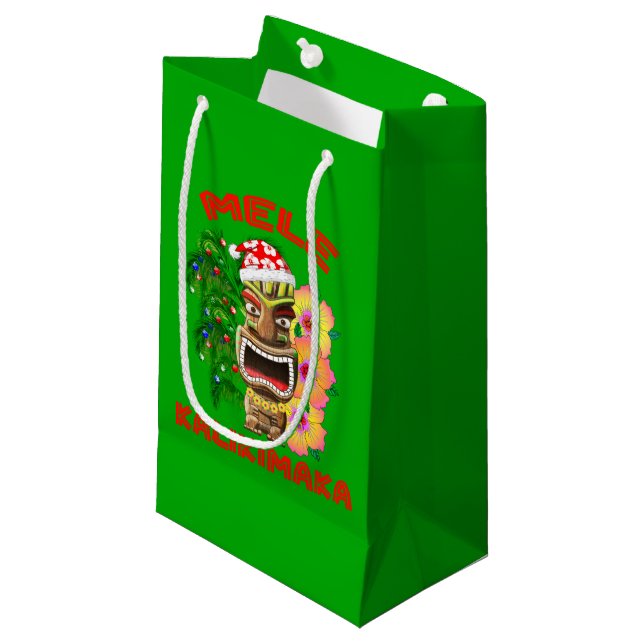 Bolsa De Regalo Pequeña Mele Kalikimaka Santa Claus Tiki (Angulo Anverso)