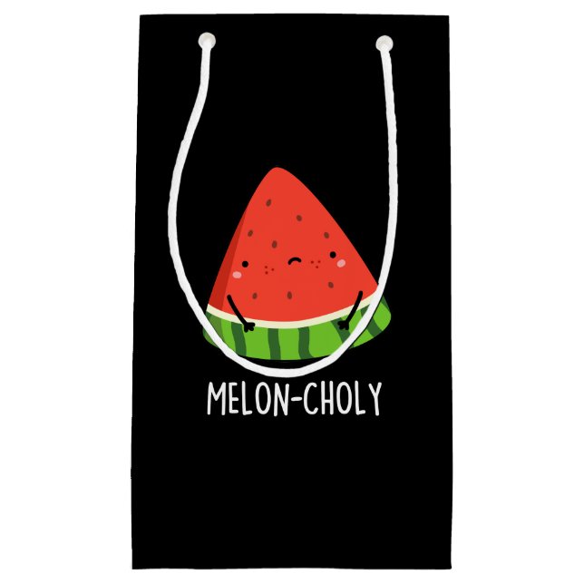 Bolsa De Regalo Pequeña Melon-choly Funny Sad Watermelon Pun Dark BG (Anverso)