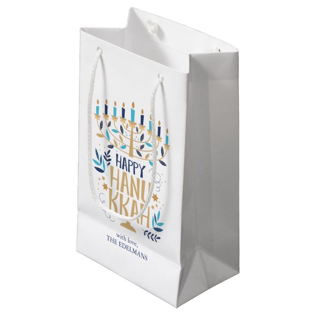 Bolsa De Regalo Pequeña Menorah Hanukkah (Angulo Anverso)