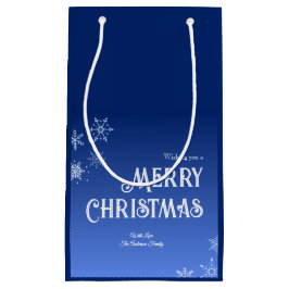 Bolsa De Regalo Pequeña Merry Christmas Blue Modern Snowflake