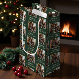 Bolsa De Regalo Pequeña Merry Christmas Green Photo Holiday
