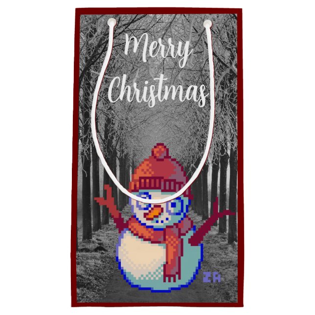 Bolsa De Regalo Pequeña Merry Christmas pixelart, Pixel Art (Anverso)