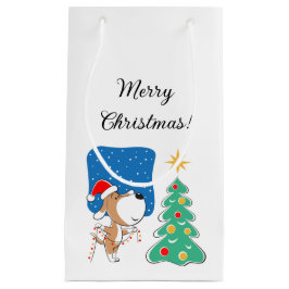 Bolsa De Regalo Pequeña Merry Christmas Tree Cupy Perro Santa Hat
