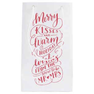 Bolsa De Regalo Pequeña Merry Kisses cálidos deseos Sr. y Sra. Typography