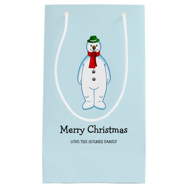 Bolsa De Regalo Pequeña Merry Snowman (Anverso)