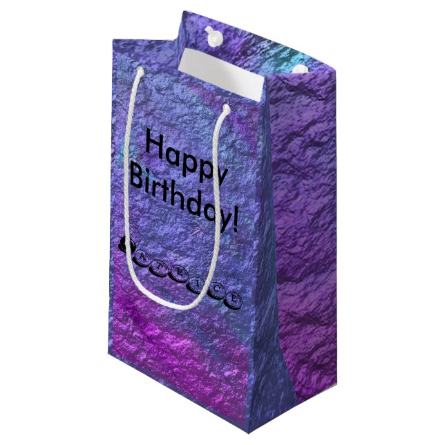 Bolsa De Regalo Pequeña Metálicos púrpuras personalizan el texto (Angulo Anverso)