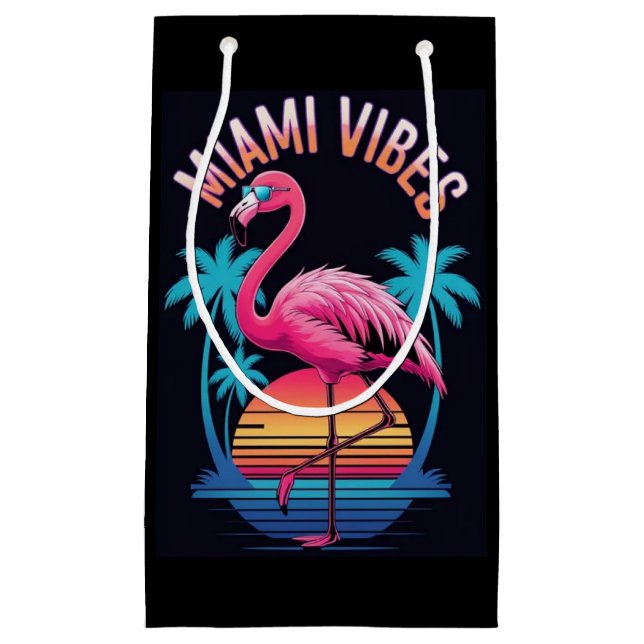 Bolsa De Regalo Pequeña Miami Vibes Summer Flamingo Design-63454 (Anverso)