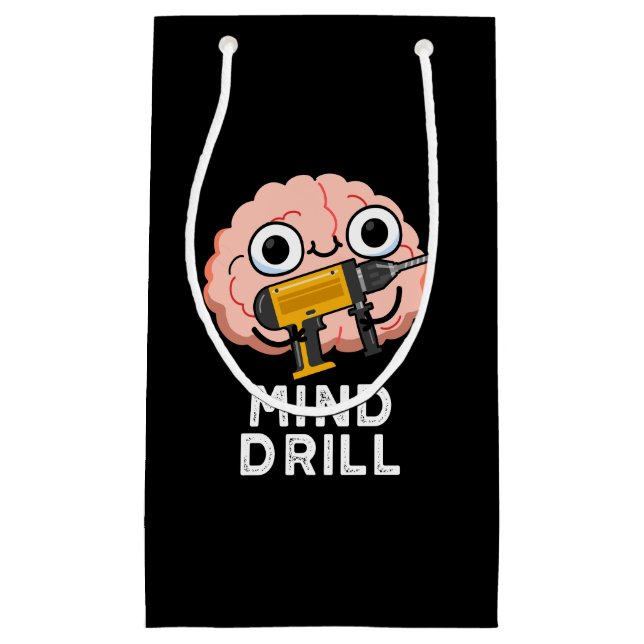Bolsa De Regalo Pequeña Mind Drill Funny Brain Tool Pun Dark BG (Anverso)