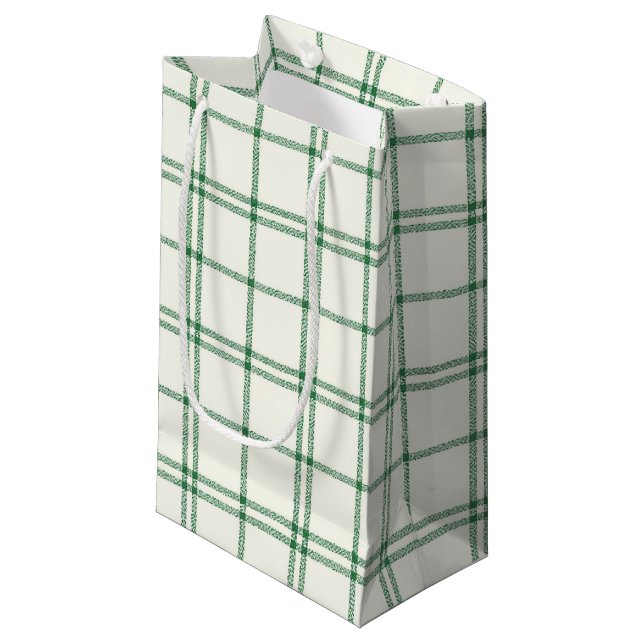 Bolsa De Regalo Pequeña Mint Christmas Plaid (Angulo Anverso)