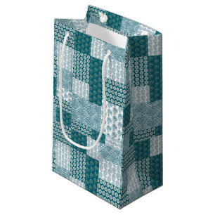 Bolsa De Regalo Pequeña Moda Patrón de imitación étnica, Verde azulado y b