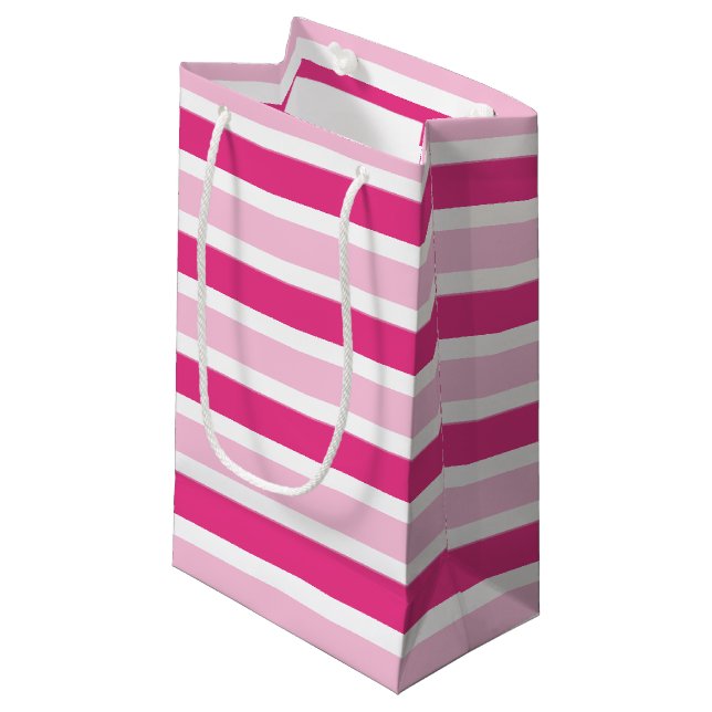 Bolsa De Regalo Pequeña Moda preppy de rayas rosadas y blancas (Angulo Anverso)