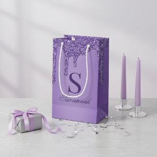 Bolsa De Regalo Pequeña Moda Sparkle Perforaciones Purpurinas púrpura Mono