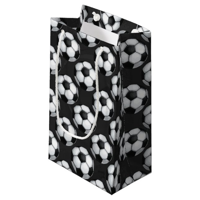 Bolsa De Regalo Pequeña Modelo blanco y negro del balón de fútbol (Angulo Anverso)