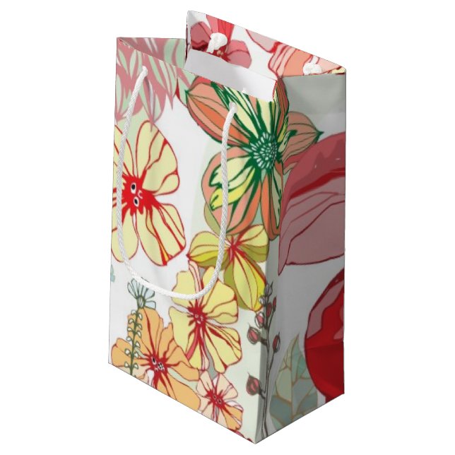 Bolsa De Regalo Pequeña Modelo con las flores rojas (Angulo reverso)