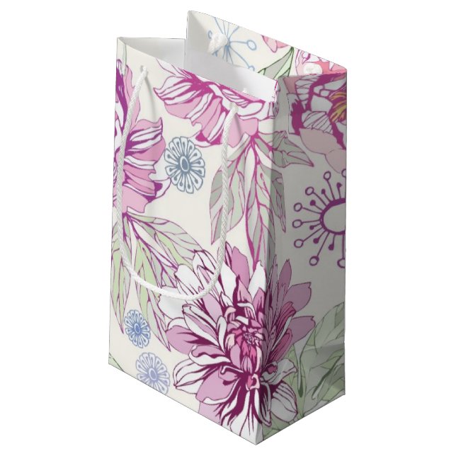 Bolsa De Regalo Pequeña Modelo con las flores rosadas (Angulo reverso)