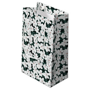 Bolsa De Regalo Pequeña Modelo de flores tropical blanco