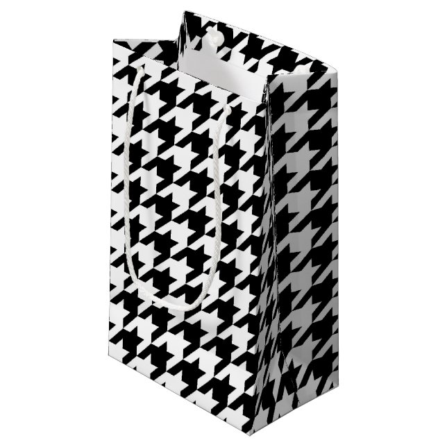 Bolsa De Regalo Pequeña Modelo de Houndstooth blanco y negro (Angulo Anverso)