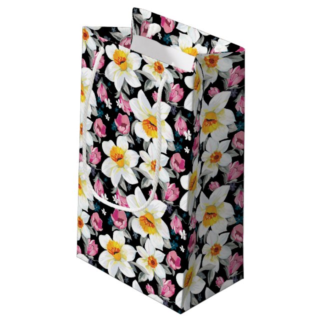 Bolsa De Regalo Pequeña Modelo de la elegancia con las flores del narciso (Angulo reverso)