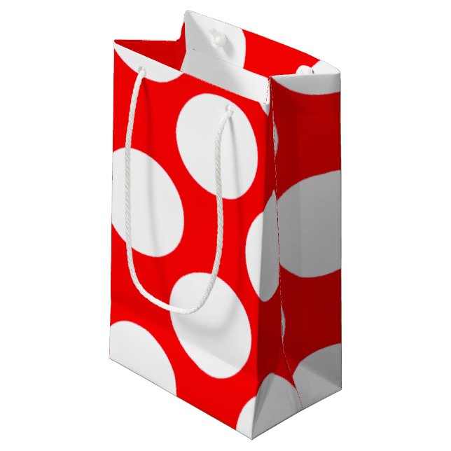 Bolsa De Regalo Pequeña Modelo de lunares blanco rojo brillante moderno (Angulo Anverso)