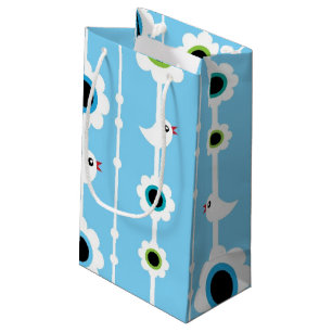 Bolsa De Regalo Pequeña modelo del azul del pájaro y de las flores