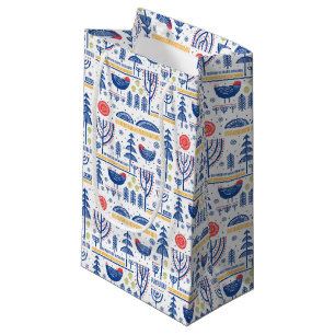 Bolsa De Regalo Pequeña Modelo del pájaro del invierno del arte popular