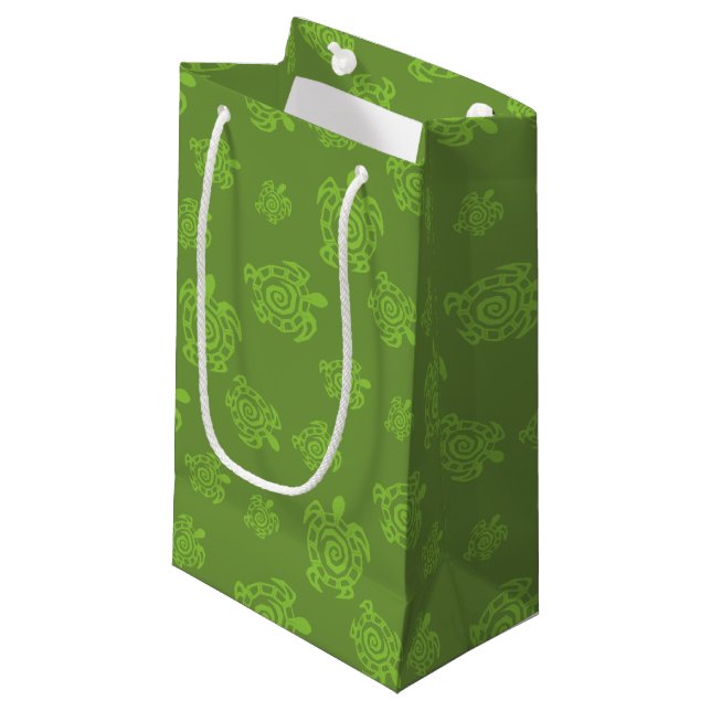 Bolsa De Regalo Pequeña Modelo del verde de la tortuga de Swirly (Angulo Anverso)