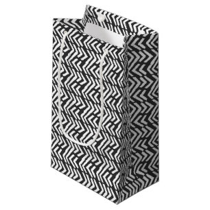 Bolsa De Regalo Pequeña Modelo dibujado de Chevron de la mano negra
