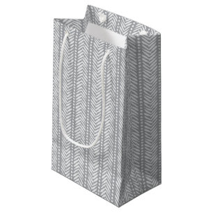 Bolsa De Regalo Pequeña Modelo dibujado mano gris de Chevron