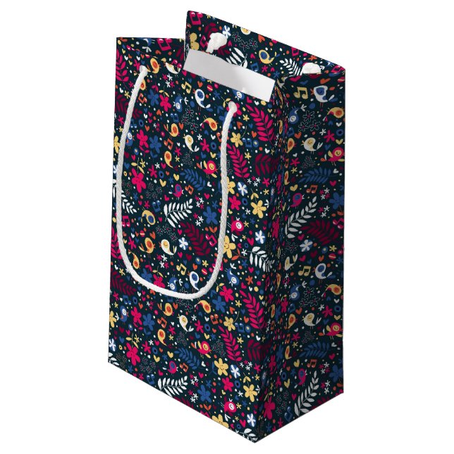 Bolsa De Regalo Pequeña modelo lindo de los pájaros y de flores (Angulo reverso)