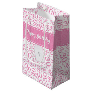 Bolsa De Regalo Pequeña Modelo rosado y blanco del trigésimo cumpleaños