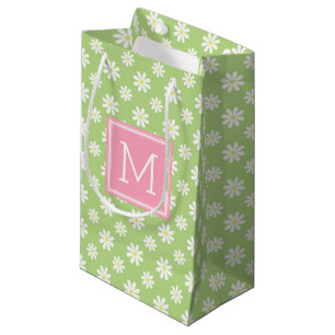 Bolsa De Regalo Pequeña Modelo rosado y verde lindo de las margaritas