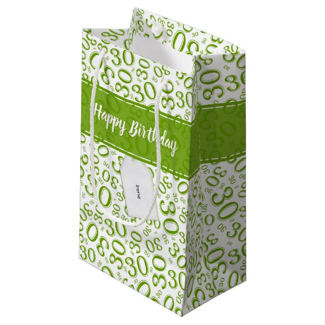 Bolsa De Regalo Pequeña Modelo verde y blanco del trigésimo cumpleaños (Angulo Anverso)
