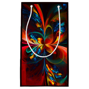 Bolsa De Regalo Pequeña Modern Floral Resumen Art Naranja Patrón Azul #14