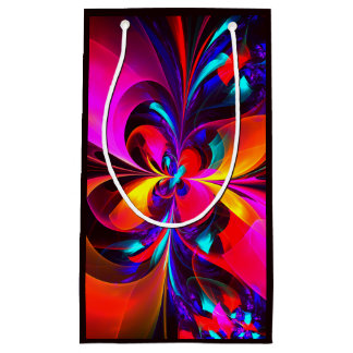 Bolsa De Regalo Pequeña Modern Floral Resumen Arte Patrón Azul Rojo #07