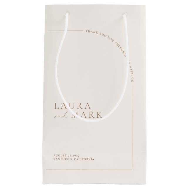 Bolsa De Regalo Pequeña Moderna Elegante Gracias Boda (Anverso)