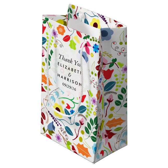 Bolsa De Regalo Pequeña Moderna Moda Boho Favor de la boda floral (Angulo Anverso)