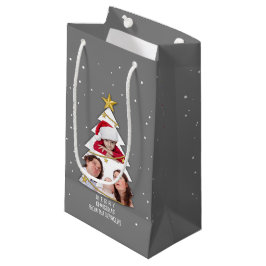 Bolsa De Regalo Pequeña Moderno Collage de fotos de arbol navideño gris