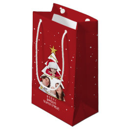 Bolsa De Regalo Pequeña Moderno Collage de fotos de árbol navideño merry r