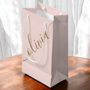 Bolsa De Regalo Pequeña Moderno Elegante Minimalista Oro Rosa