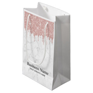 Bolsa De Regalo Pequeña Moderno Rosa Purpurina de oro desliza mármol de m